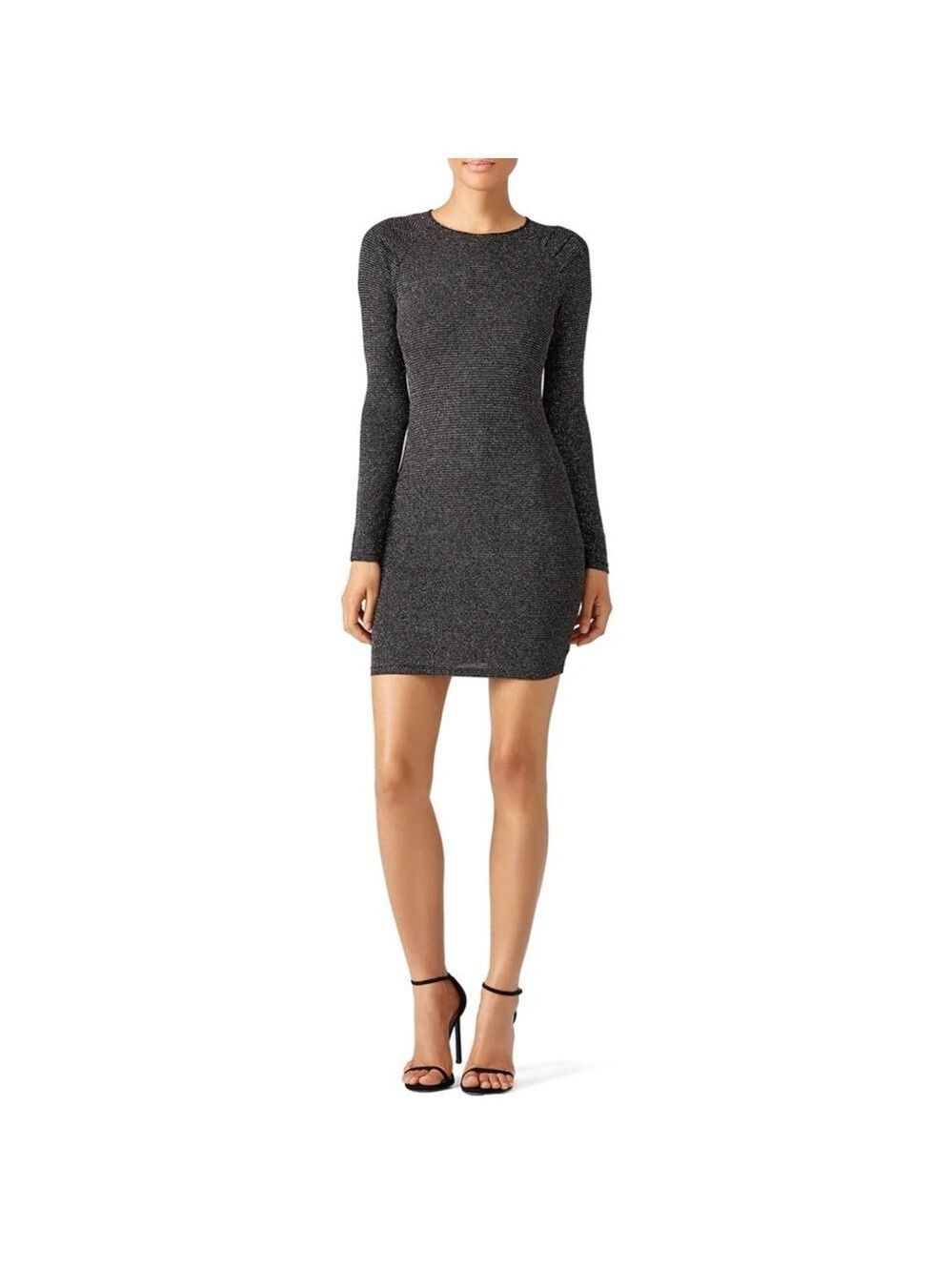 Women's Opening Ceremony Black Silver Sparkle Mini Dress S